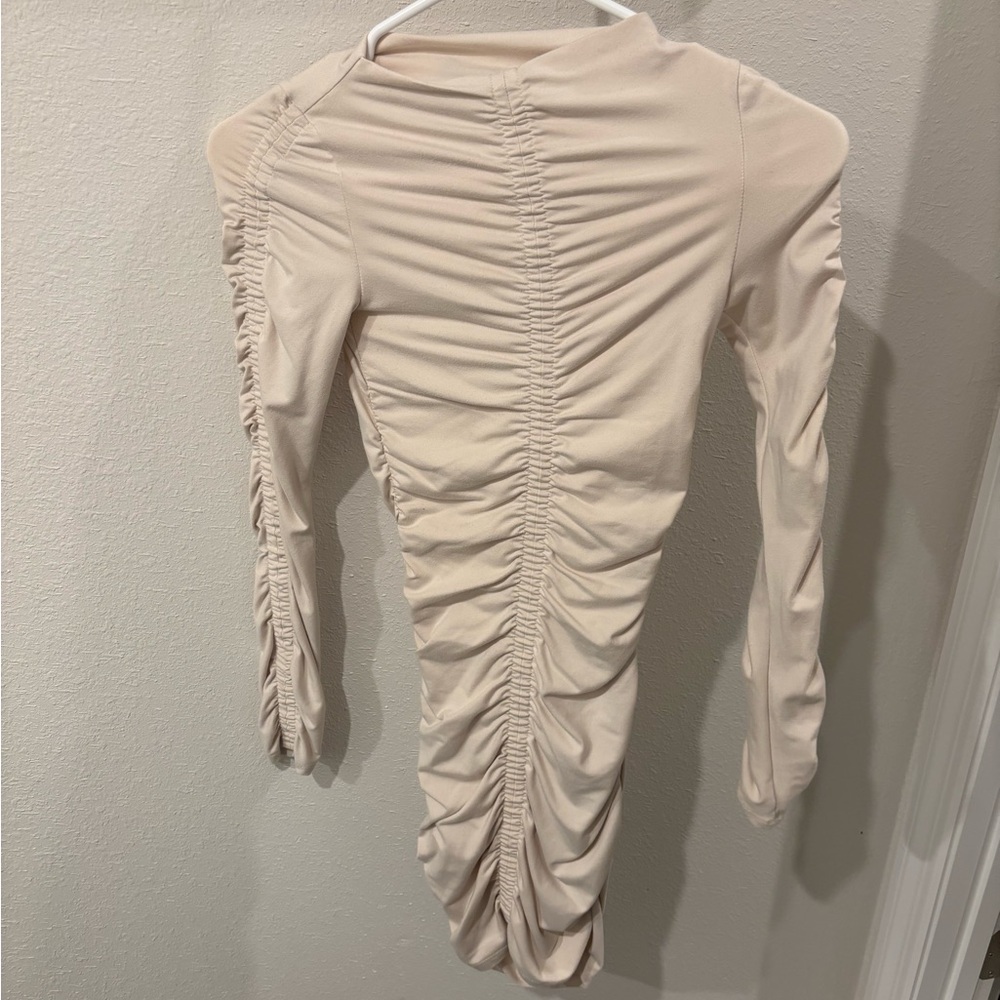 Elegant Cream Ruched Dress